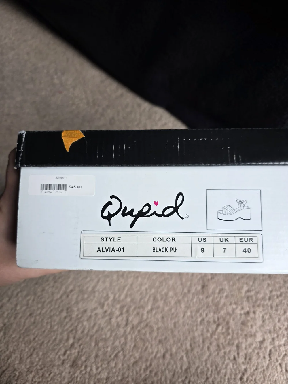 Qupid Alvia-01 Black Platform Wedge Sandals NWT Size 9